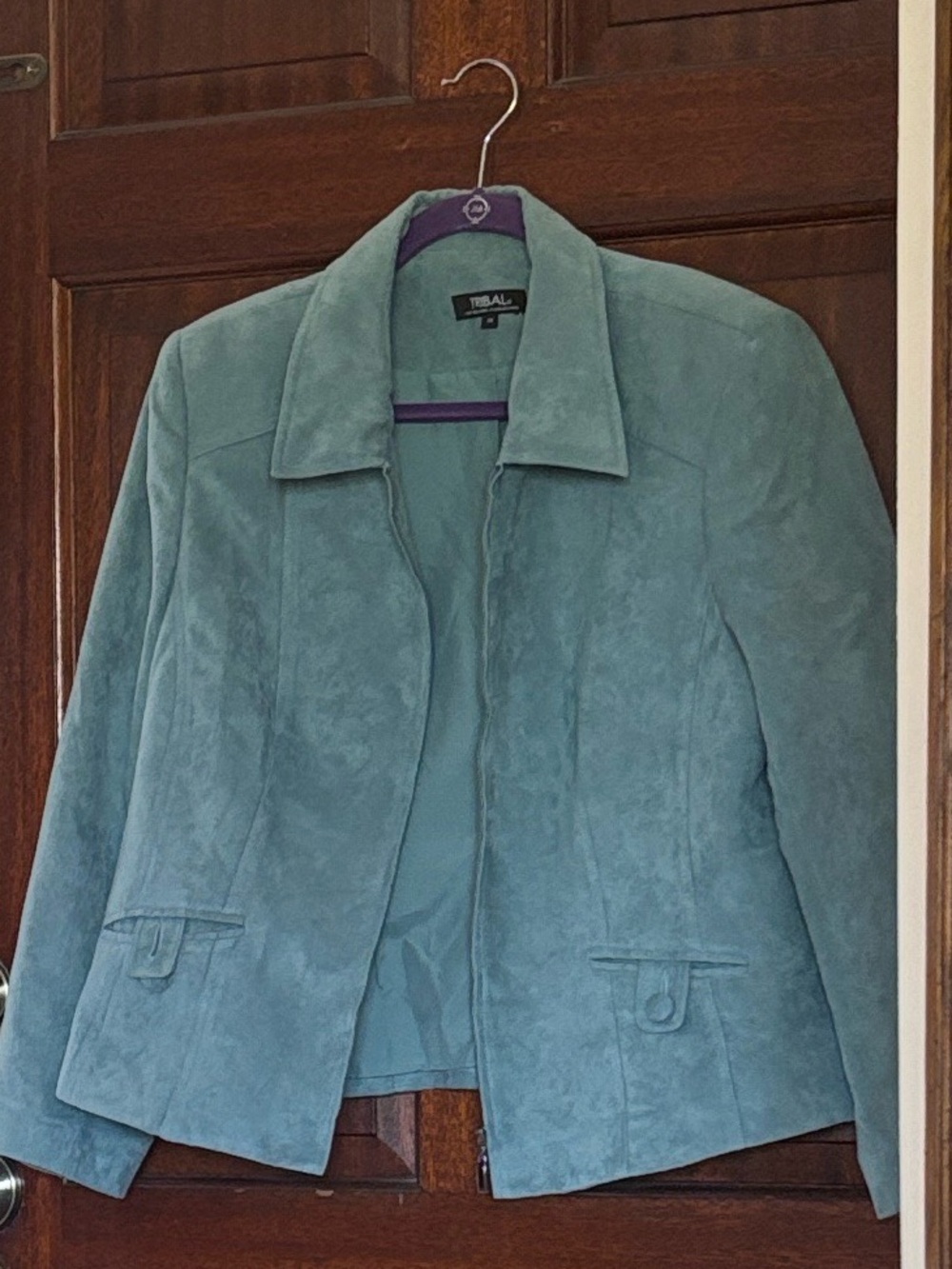 Tribal Sage Green Suede Zip Jacket